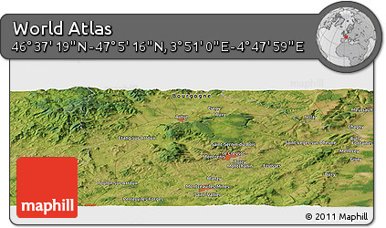 Satellite Panoramic Map of the Area around 46° 51' 18" N, 4° 19' 30" E