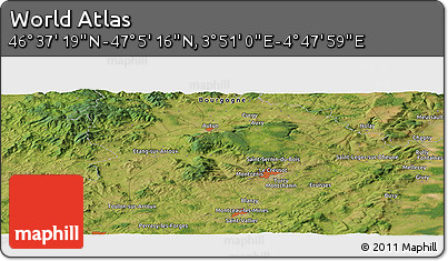Satellite Panoramic Map of the Area around 46° 51' 18" N, 4° 19' 30" E