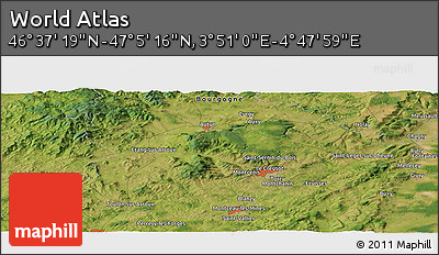 Satellite Panoramic Map of the Area around 46° 51' 18" N, 4° 19' 30" E