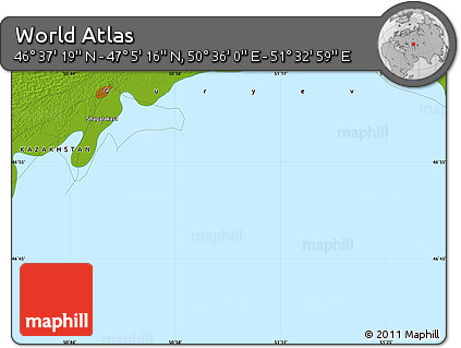 Physical Map of the Area around 46° 51' 18" N, 51° 4' 30" E