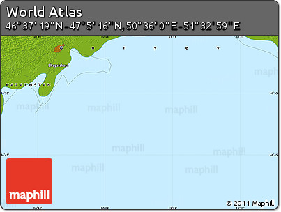 Physical Map of the Area around 46° 51' 18" N, 51° 4' 30" E