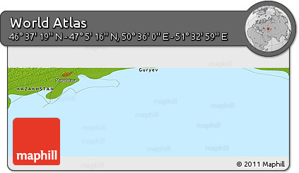 Physical Panoramic Map of the Area around 46° 51' 18" N, 51° 4' 30" E