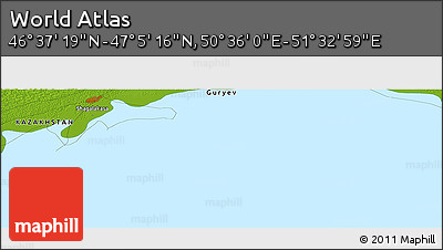 Physical Panoramic Map of the Area around 46° 51' 18" N, 51° 4' 30" E