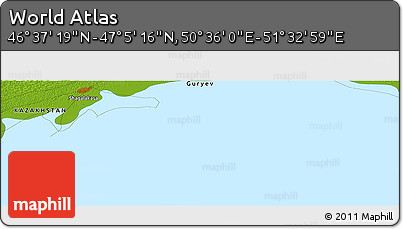 Physical Panoramic Map of the Area around 46° 51' 18" N, 51° 4' 30" E