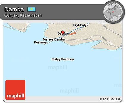 Shaded Relief Panoramic Map of Damba