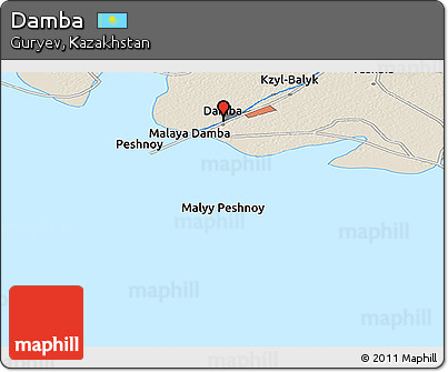 Shaded Relief Panoramic Map of Damba