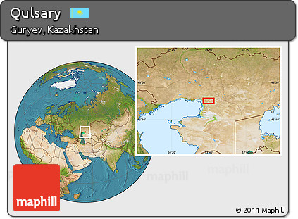 Satellite Location Map of Qulsary