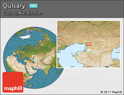 Satellite Location Map of Qulsary
