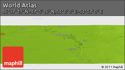 Physical Panoramic Map of the Area around 46° 51' 18" N, 54° 28' 30" E
