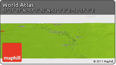 Physical Panoramic Map of the Area around 46° 51' 18" N, 54° 28' 30" E