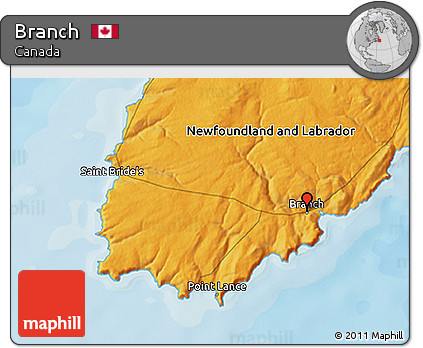 Political 3D Map of Branch