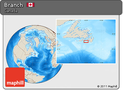 Shaded Relief Location Map of Branch