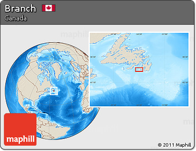 Shaded Relief Location Map of Branch