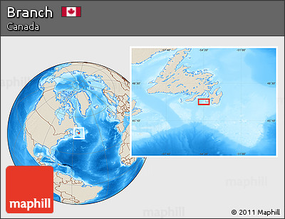Shaded Relief Location Map of Branch