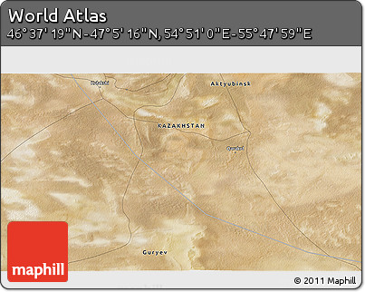 Satellite 3D Map of the Area around 46° 51' 18" N, 55° 19' 30" E