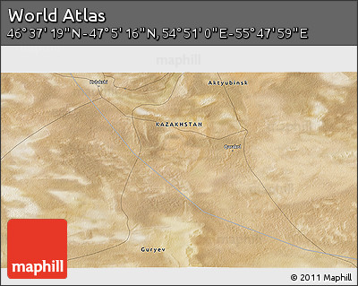 Satellite 3D Map of the Area around 46° 51' 18" N, 55° 19' 30" E