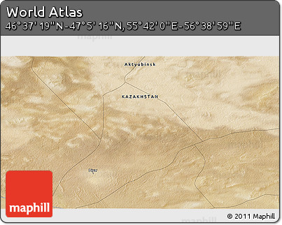 Satellite 3D Map of the Area around 46° 51' 18" N, 56° 10' 29" E
