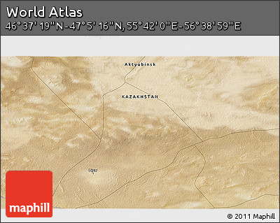 Satellite 3D Map of the Area around 46° 51' 18" N, 56° 10' 29" E