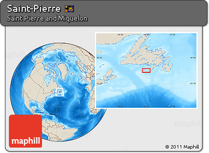 Shaded Relief Location Map of Saint-Pierre