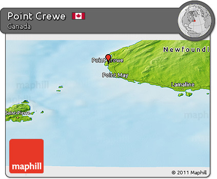 Physical Panoramic Map of Point Crewe