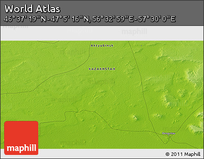 Physical 3D Map of the Area around 46° 51' 18" N, 57° 1' 29" E