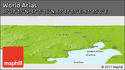 Physical Panoramic Map of the Area around 46° 51' 18" N, 61° 16' 29" E