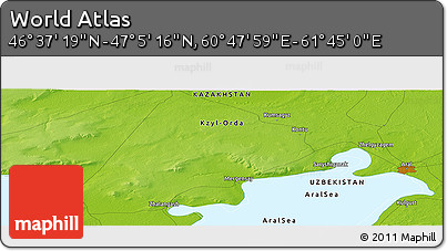 Physical Panoramic Map of the Area around 46° 51' 18" N, 61° 16' 29" E
