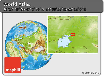 Physical Location Map of the Area around 46° 51' 18" N, 62° 7' 30" E