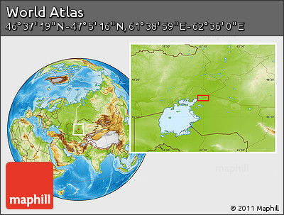 Physical Location Map of the Area around 46° 51' 18" N, 62° 7' 30" E