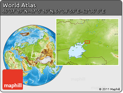 Physical Location Map of the Area around 46° 51' 18" N, 62° 7' 30" E