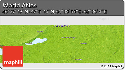 Physical Panoramic Map of the Area around 46° 51' 18" N, 62° 7' 30" E