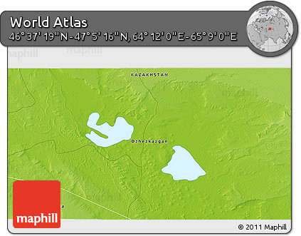 Physical 3D Map of the Area around 46° 51' 18" N, 64° 40' 30" E