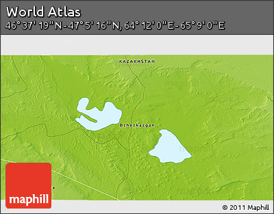 Physical 3D Map of the Area around 46° 51' 18" N, 64° 40' 30" E