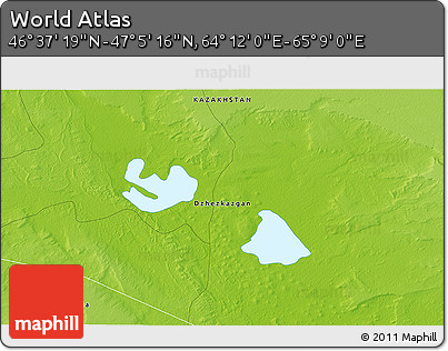 Physical 3D Map of the Area around 46° 51' 18" N, 64° 40' 30" E