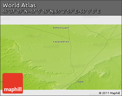 Physical 3D Map of the Area around 46° 51' 18" N, 65° 31' 30" E