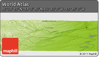 Physical Panoramic Map of the Area around 46° 51' 18" N, 66° 13' 29" W