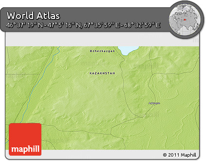 Physical 3D Map of the Area around 46° 51' 18" N, 68° 4' 29" E