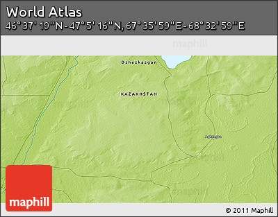 Physical 3D Map of the Area around 46° 51' 18" N, 68° 4' 29" E