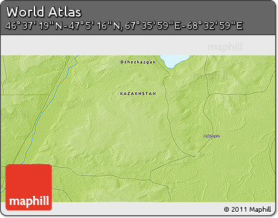 Physical 3D Map of the Area around 46° 51' 18" N, 68° 4' 29" E