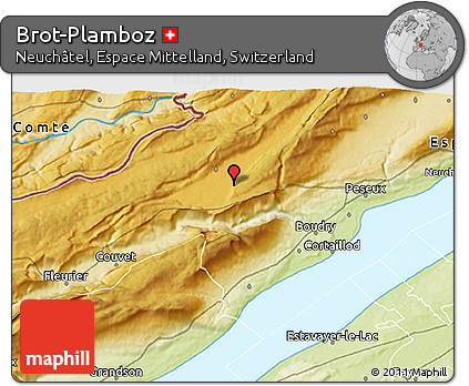 Physical 3D Map of Brot-Plamboz