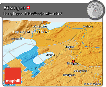 Political 3D Map of Bösingen