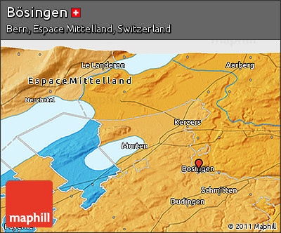 Political 3D Map of Bösingen