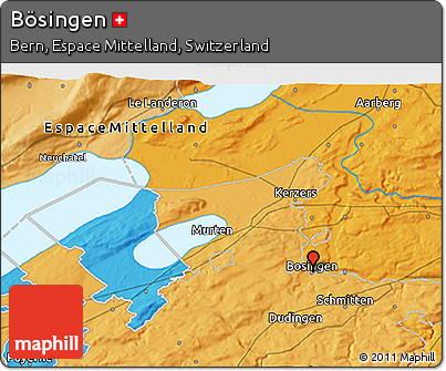 Political 3D Map of Bösingen
