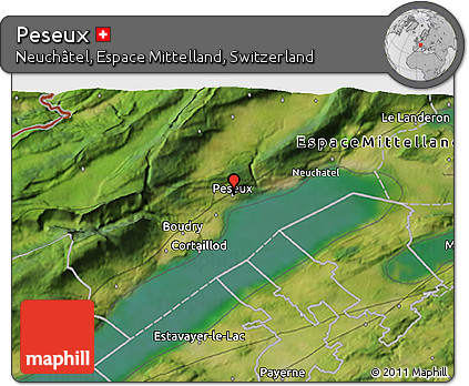 Satellite 3D Map of Peseux