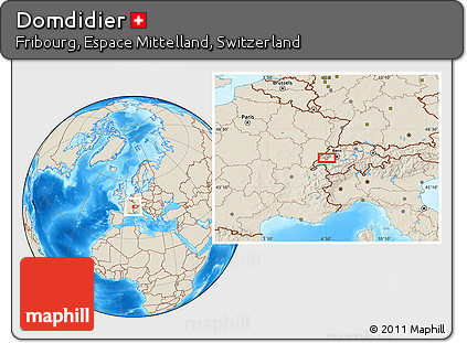 Shaded Relief Location Map of Domdidier