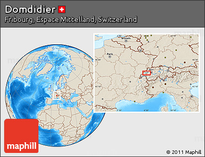 Shaded Relief Location Map of Domdidier
