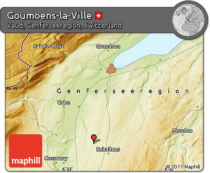 Physical Map of Goumoens-la-Ville