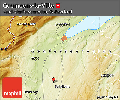 Physical Map of Goumoens-la-Ville