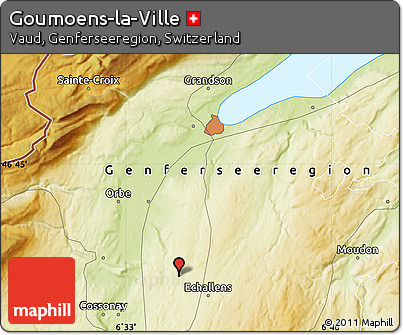 Physical Map of Goumoens-la-Ville