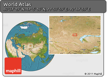 Satellite Location Map of the Area around 46° 51' 18" N, 72° 19' 29" E